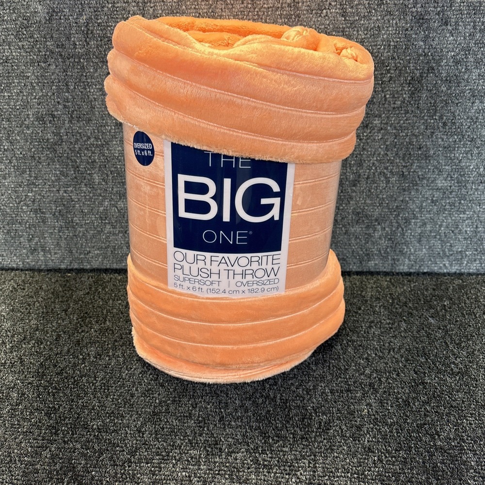 The Big One~Oversized/Super Soft Plush Throw~5ft X 6ft~Solid Papaya